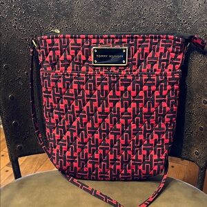 Tommy Hilfiger Black and Red Crossbody Bag